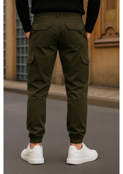 Erkek Trend Lastikli Yüksek Bel Haki Kargo Pantolon indirimleri