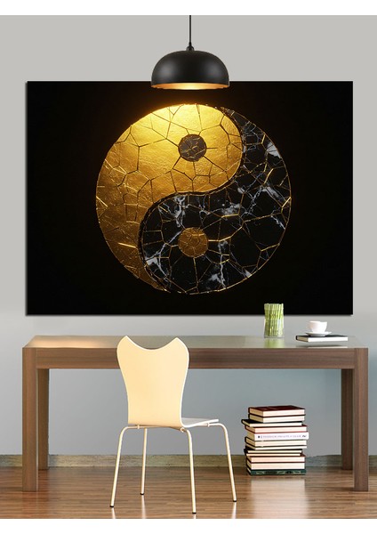 Yin Yang Sembolü Dekoratif Kanvas - Mdf Ahşap Tablo
