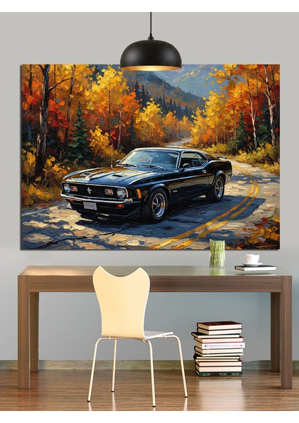 Sonbahar Arabası Yolda Dekoratif Kanvas - Mdf Ahşap Tablo indirimleri