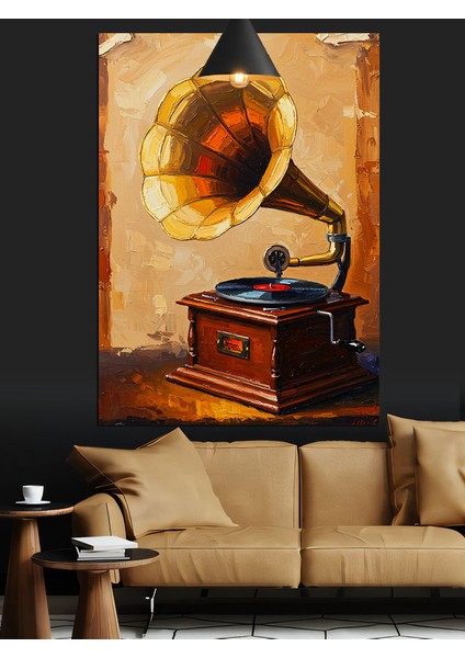 Eski Ahşap Bir Gramofon Cihazı Dekoratif Kanvas - Mdf Ahşap Tablo fiyatları