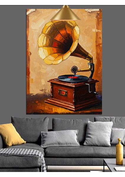 Eski Ahşap Bir Gramofon Cihazı Dekoratif Kanvas - Mdf Ahşap Tablo modelleri