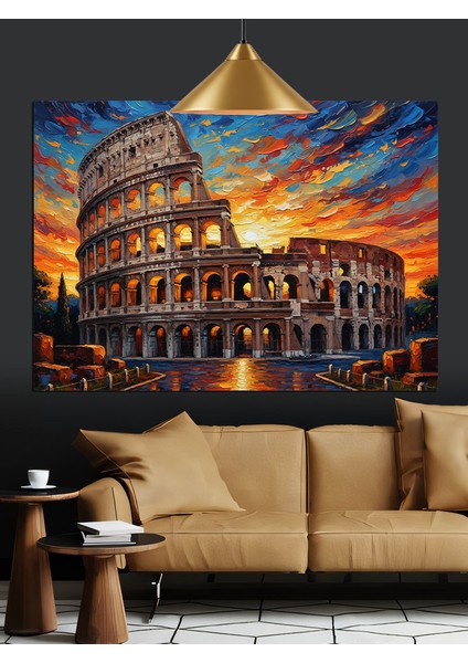 Kolezyumdan Günbatımı Manzarası Dekoratif Kanvas - Mdf Ahşap Tablo