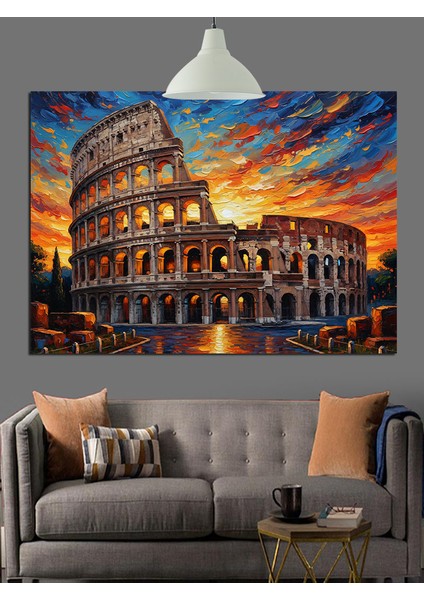 Kolezyumdan Günbatımı Manzarası Dekoratif Kanvas - Mdf Ahşap Tablo modelleri