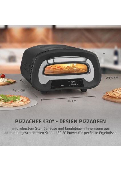 Pizzachef 430° Elektrikli Pizza Fırını - 8 Programlı, 430°C Taş Fırın Deneyimi ve 33X33 cm Cordierit Taş (Paslanmaz Çelik Tasarım) fiyatları