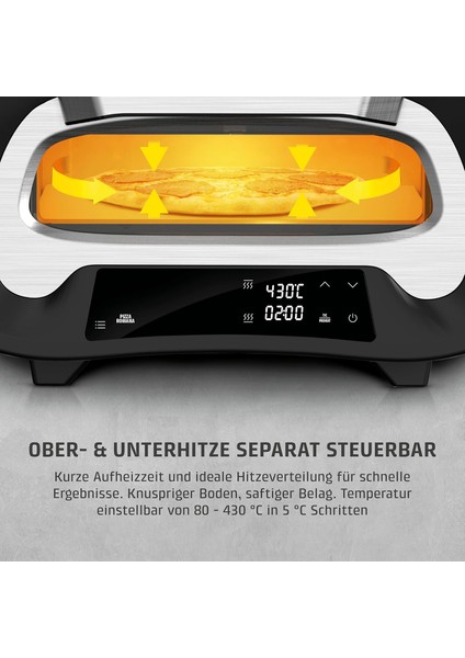 Pizzachef 430° Elektrikli Pizza Fırını - 8 Programlı, 430°C Taş Fırın Deneyimi ve 33X33 cm Cordierit Taş (Paslanmaz Çelik Tasarım) fırsatları