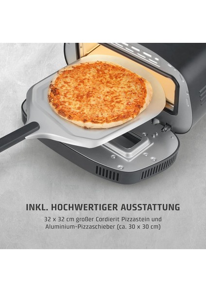 Pizzachef 430° Elektrikli Pizza Fırını - 8 Programlı, 430°C Taş Fırın Deneyimi ve 33X33 cm Cordierit Taş (Paslanmaz Çelik Tasarım)