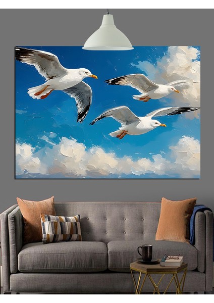 Deniz Üzerinde Uçan Martılar Dekoratif Kanvas - Mdf Ahşap Tablo fiyatları