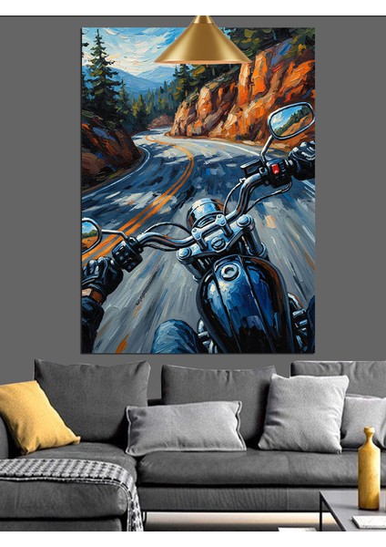 Hızla Giden Bir Motosiklet Dekoratif Kanvas - Mdf Ahşap Tablo fiyatları