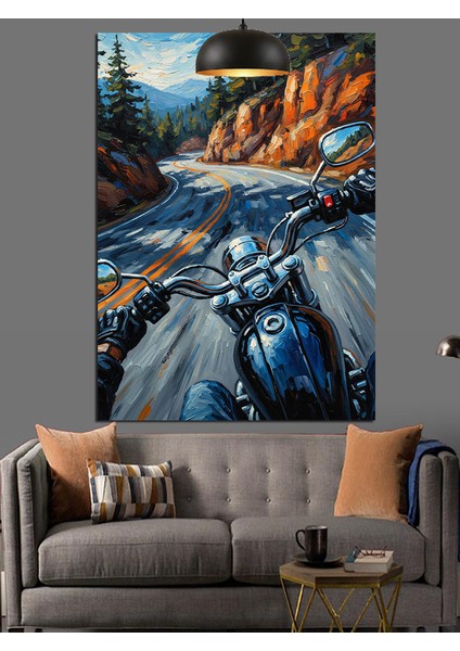 Hızla Giden Bir Motosiklet Dekoratif Kanvas - Mdf Ahşap Tablo fırsatları