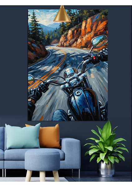 Hızla Giden Bir Motosiklet Dekoratif Kanvas - Mdf Ahşap Tablo indirimleri