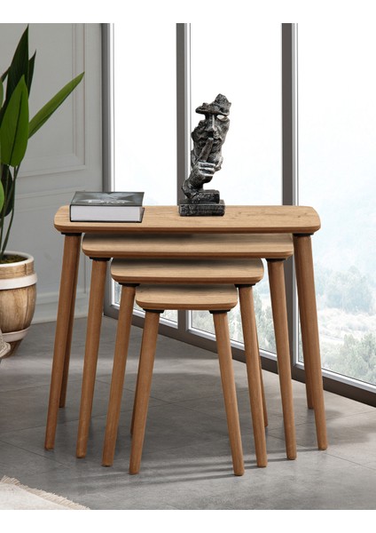 Luci 4lü Mdf Ahşap Zigon Sehpa Meşe fiyatları