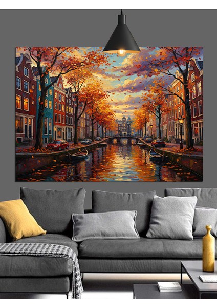 Sonbahar Amsterdam Dekoratif Kanvas - Mdf Ahşap Tablo