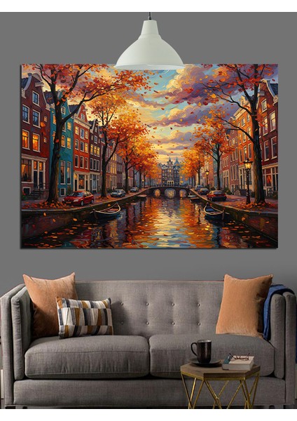 Sonbahar Amsterdam Dekoratif Kanvas - Mdf Ahşap Tablo fiyatları