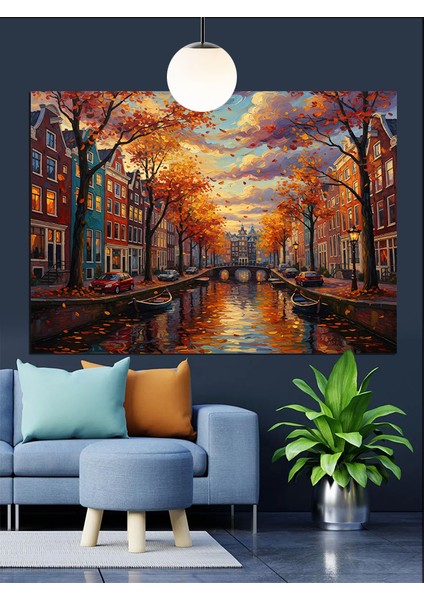 Sonbahar Amsterdam Dekoratif Kanvas - Mdf Ahşap Tablo fırsatları