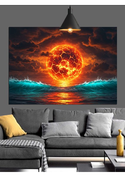 Güneşin Ateşli Patlaması Dekoratif Kanvas - Mdf Ahşap Tablo
