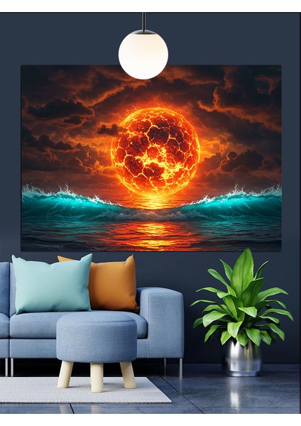 Güneşin Ateşli Patlaması Dekoratif Kanvas - Mdf Ahşap Tablo fırsatları