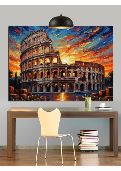Kolezyumdan Günbatımı Manzarası Dekoratif Kanvas - Mdf Ahşap Tablo fırsatları