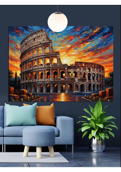 Kolezyumdan Günbatımı Manzarası Dekoratif Kanvas - Mdf Ahşap Tablo indirimleri