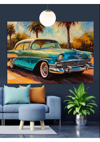 Eski Yeşil Araba Sanatı Dekoratif Kanvas - Mdf Ahşap Tablo fiyatları