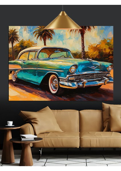 Eski Yeşil Araba Sanatı Dekoratif Kanvas - Mdf Ahşap Tablo modelleri