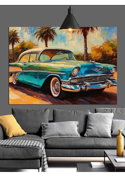 Eski Yeşil Araba Sanatı Dekoratif Kanvas - Mdf Ahşap Tablo fırsatları