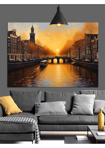 Köprü Üzerinde Şehir Dekoratif Kanvas - Mdf Ahşap Tablo modelleri