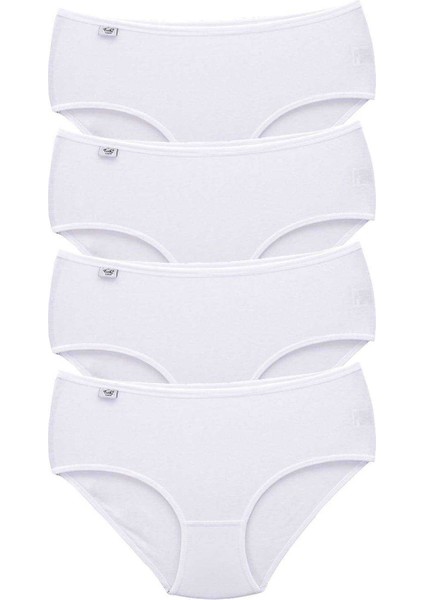 4 Adet Tutku Kadın Yüksek Bel Bato Ince Lastik Külot Beyaz