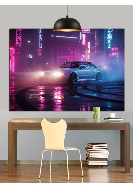 Islak Yolda Hızlı Araba Dekoratif Kanvas - Mdf Ahşap Tablo fiyatları