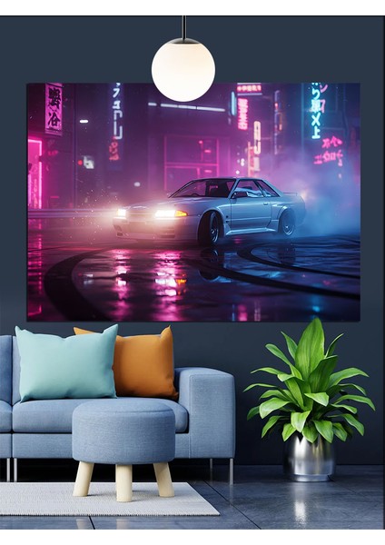 Islak Yolda Hızlı Araba Dekoratif Kanvas - Mdf Ahşap Tablo modelleri