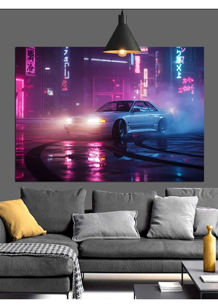 Islak Yolda Hızlı Araba Dekoratif Kanvas - Mdf Ahşap Tablo indirimleri