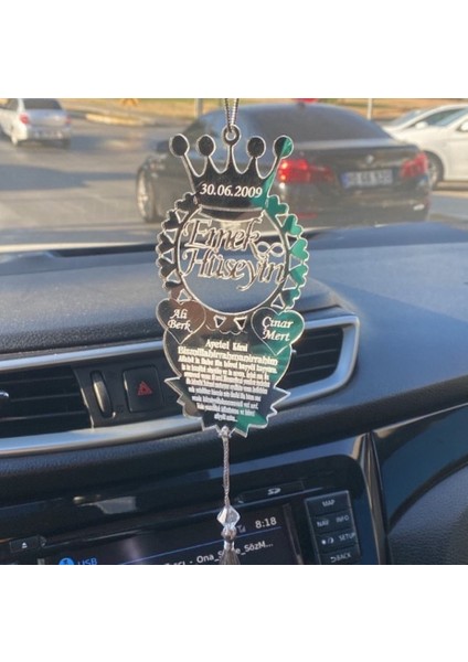 Kişiye Özel Ayet-El Kürsi Yazılı Tarihli Dikiz Aynası Süsü