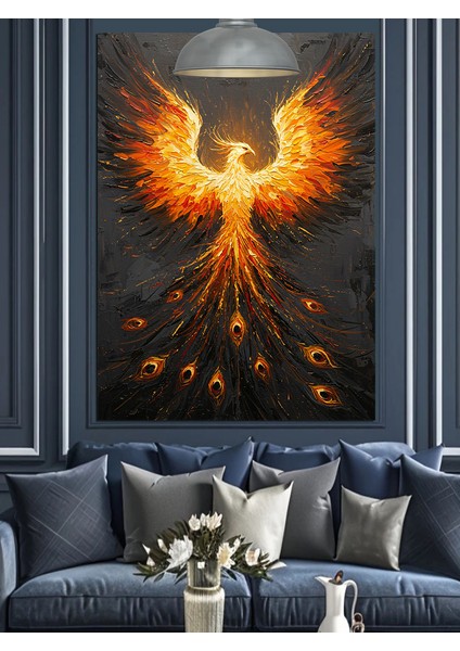 Alevli Feniks Kuşu Yükseliş Sanatı Dekoratif Kanvas - Mdf Ahşap Tablo modelleri