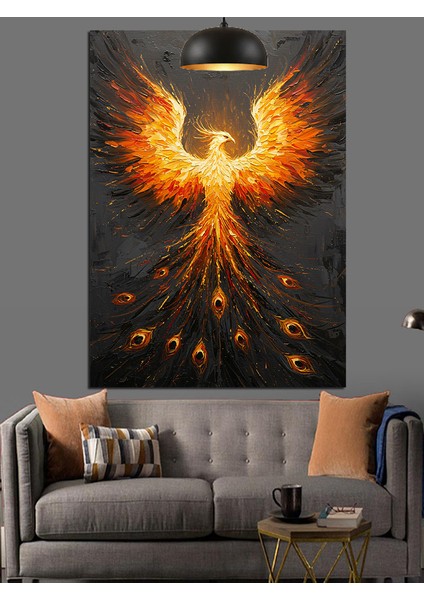 Alevli Feniks Kuşu Yükseliş Sanatı Dekoratif Kanvas - Mdf Ahşap Tablo fırsatları