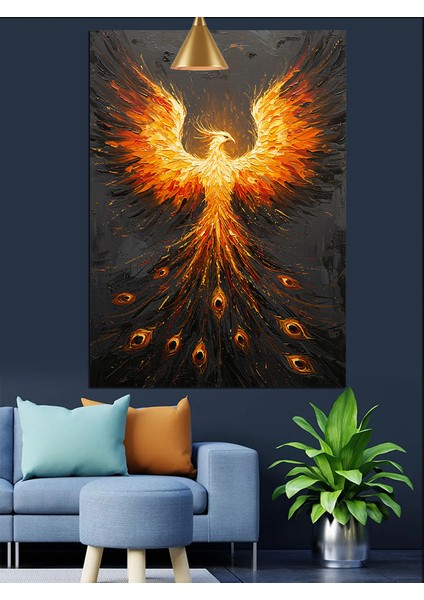 Alevli Feniks Kuşu Yükseliş Sanatı Dekoratif Kanvas - Mdf Ahşap Tablo indirimleri