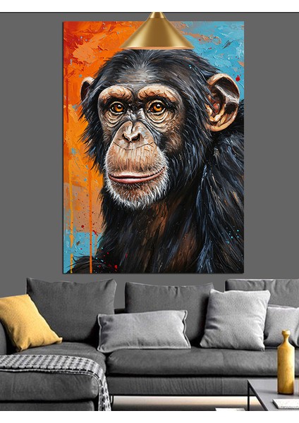 Düşünceli Ifadeli Kara Maymun Portresi Dekoratif Kanvas - Mdf Ahşap Tablo fırsatları