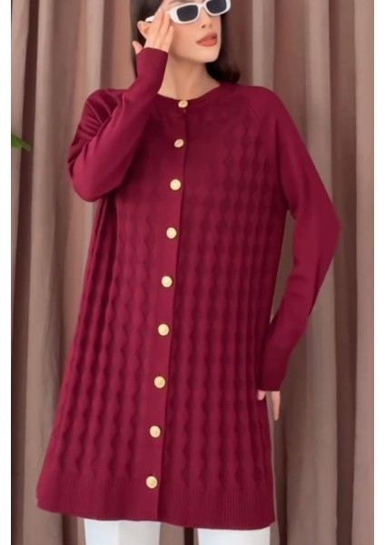 Merserize Gold Düğmeli Uzun Hırka modelleri