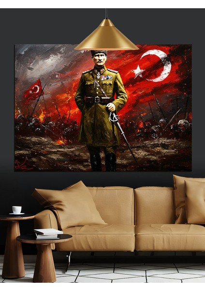 Atatürk Ay Yıldız Bayrak Dekoratif Kanvas - Mdf Ahşap Tablo modelleri