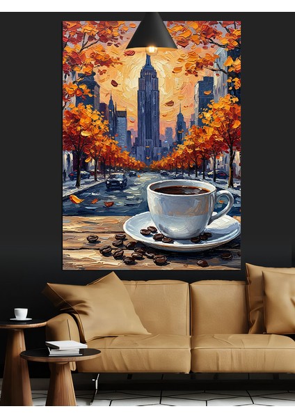 Yoğun Şehirde Kahve Molası Vakti Dekoratif Kanvas - Mdf Ahşap Tablo