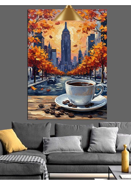 Yoğun Şehirde Kahve Molası Vakti Dekoratif Kanvas - Mdf Ahşap Tablo fiyatları