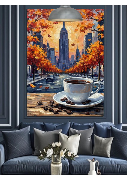 Yoğun Şehirde Kahve Molası Vakti Dekoratif Kanvas - Mdf Ahşap Tablo modelleri