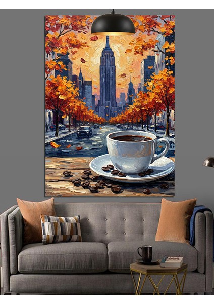 Yoğun Şehirde Kahve Molası Vakti Dekoratif Kanvas - Mdf Ahşap Tablo fırsatları