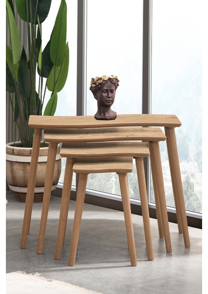 Salsa 4lü Dörtlü Mdf Ahşap Zigon Sehpa Meşe fiyatları