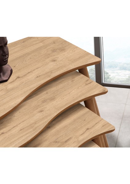 Salsa 4lü Dörtlü Mdf Ahşap Zigon Sehpa Meşe fırsatları