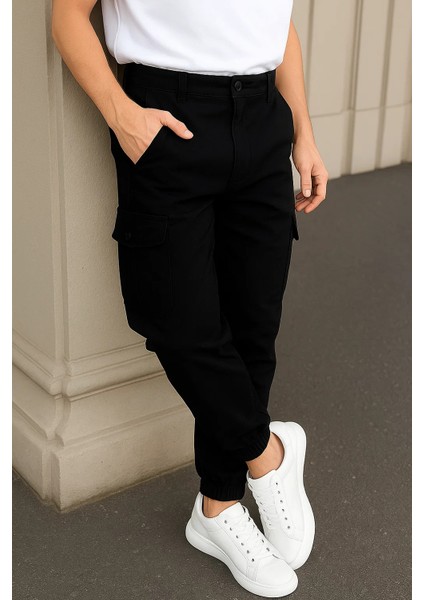 Erkek Günlük Trend Lastikli Siyah Taktik Kargo Pantolon fırsatları