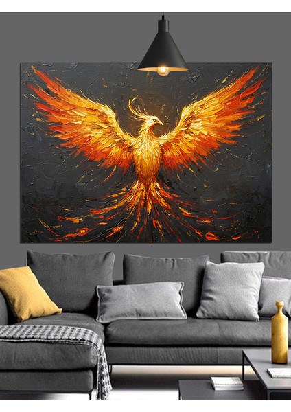 Alevli Kanatlı Anka Kuşu Dekoratif Kanvas - Mdf Ahşap Tablo fiyatları