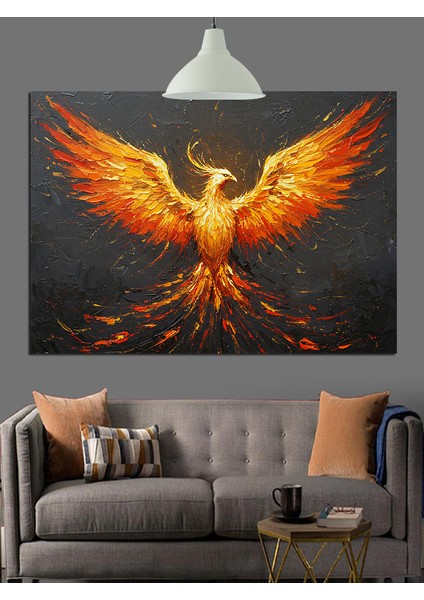 Alevli Kanatlı Anka Kuşu Dekoratif Kanvas - Mdf Ahşap Tablo modelleri