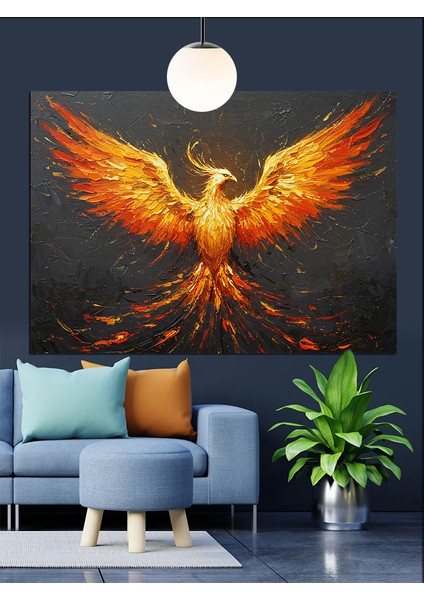 Alevli Kanatlı Anka Kuşu Dekoratif Kanvas - Mdf Ahşap Tablo indirimleri