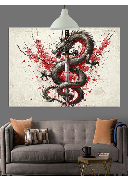 Kırmızı Ejderha Mitolojik Sanat Dekoratif Kanvas - Mdf Ahşap Tablo modelleri
