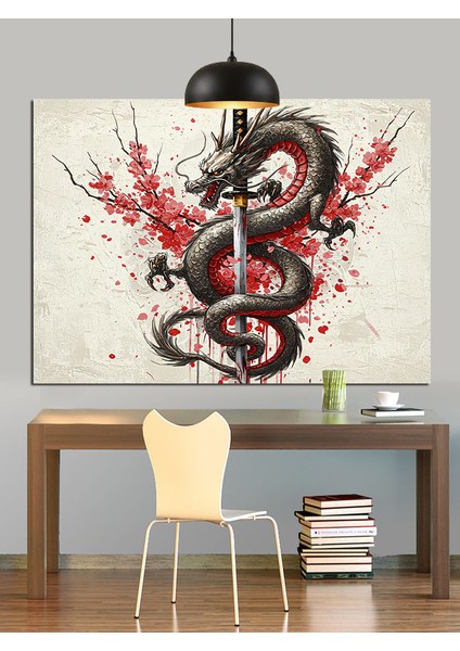 Kırmızı Ejderha Mitolojik Sanat Dekoratif Kanvas - Mdf Ahşap Tablo fırsatları
