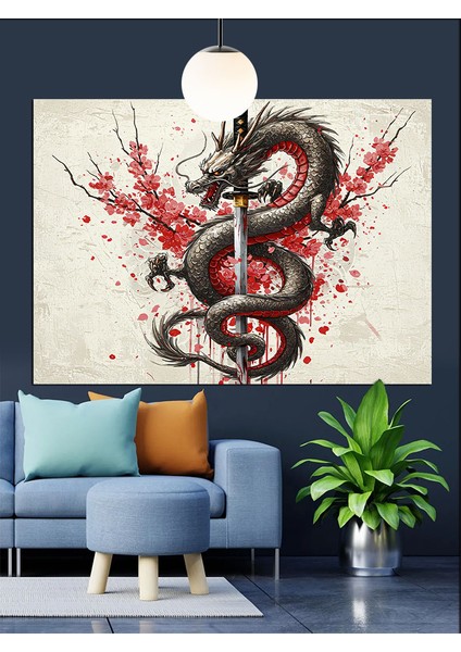 Kırmızı Ejderha Mitolojik Sanat Dekoratif Kanvas - Mdf Ahşap Tablo indirimleri